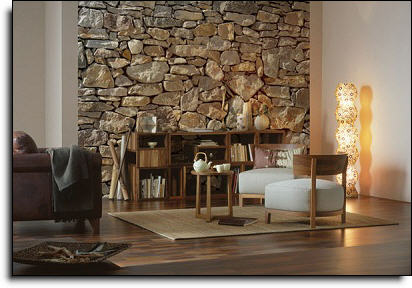 stone wall mural roomsetting