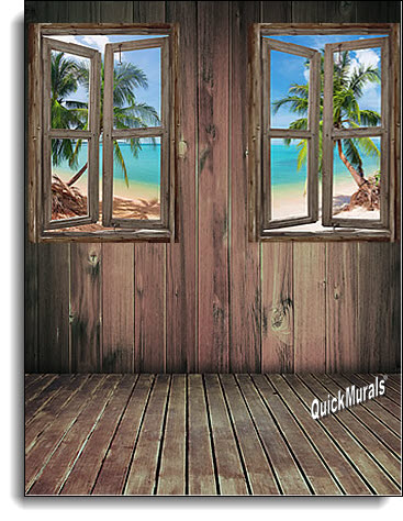 beach Cabin Window #4 Wall Mural roomsetting