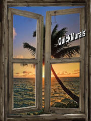 beach cabin window mural 6