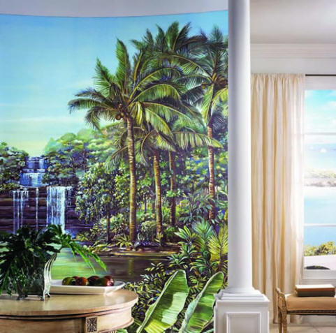 Tropical Lagoon Wall Mural roomsetting