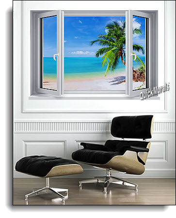 Tropical Palm Window #2 Wall Mural ROOMSETTING