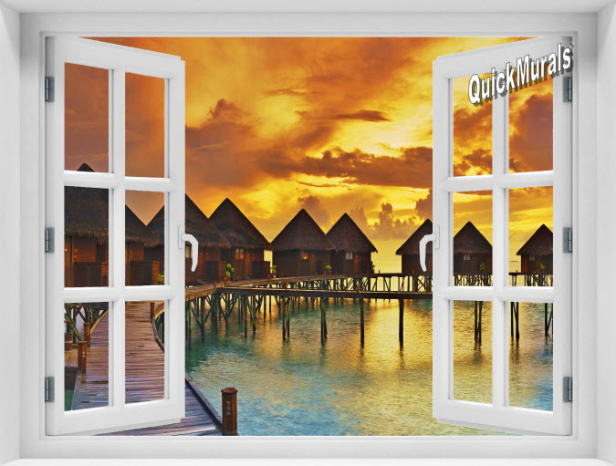 Sunset Resort Instant Window Mural 