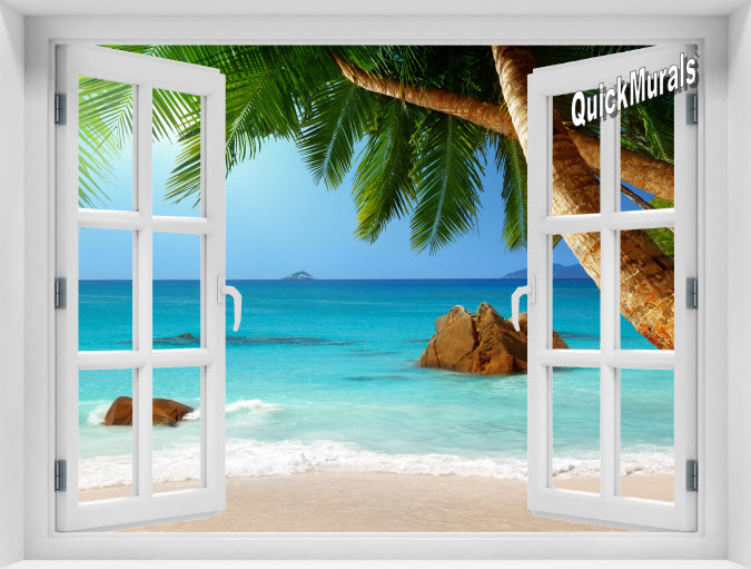 Secluded Beach Instant Window Mural 