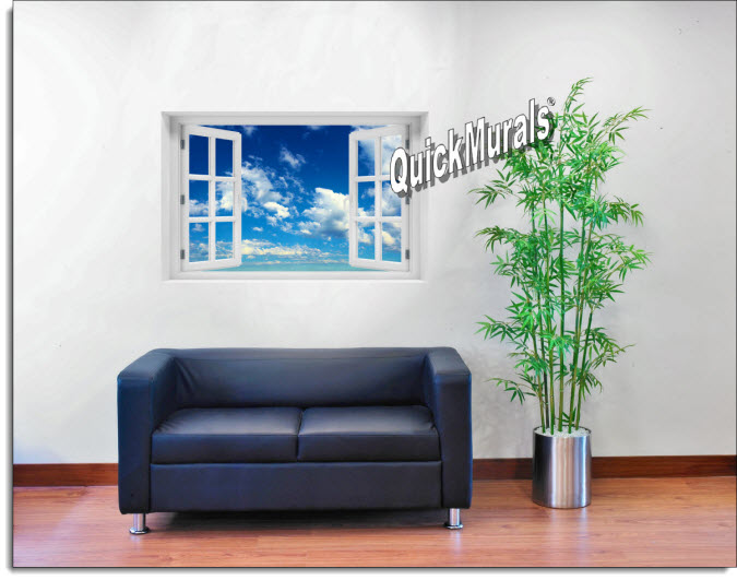 Clouds Instant Window Mural roomsetting