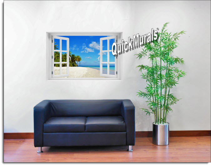 Tropical Escape Instant Window Mural roomsetting